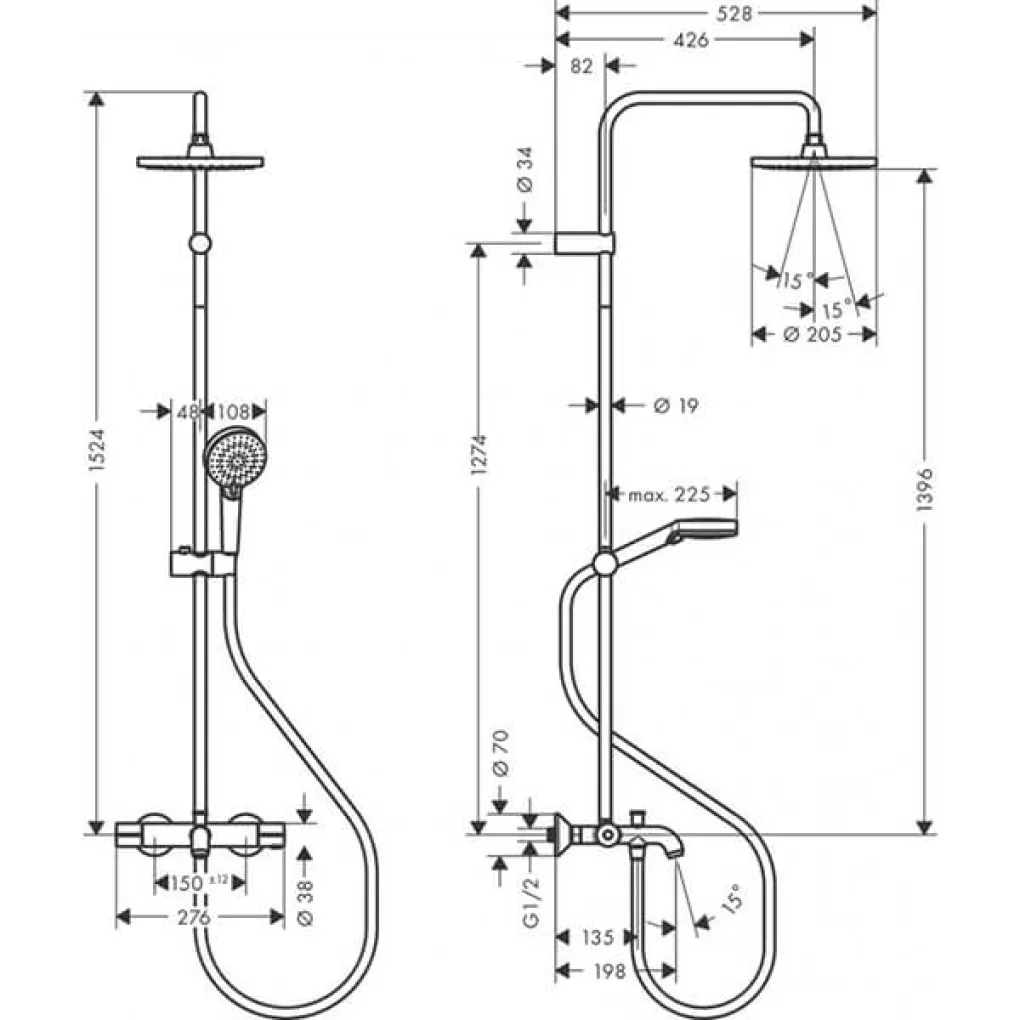 Душова система Hansgrohe Vernis Blend Showerpipe 200 1jet з термостатом хром (26274000)- Фото 2
